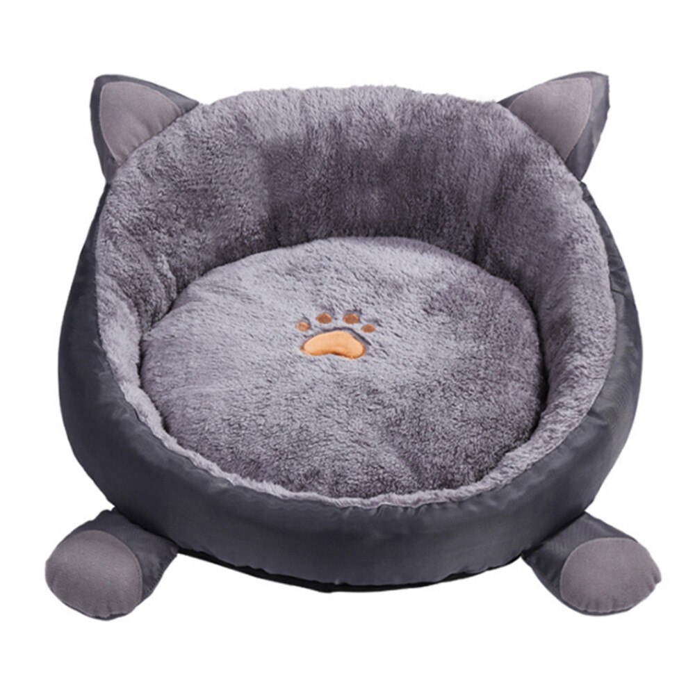 Huisdier Kat Bed Huis Voor Katten Mand Mat Winter Warm Pluche Bedden Lounger Voor Kat Panier Huisdier Bed Producten Voor katten Cama Para Gato: Small Cat Bed Grey / L