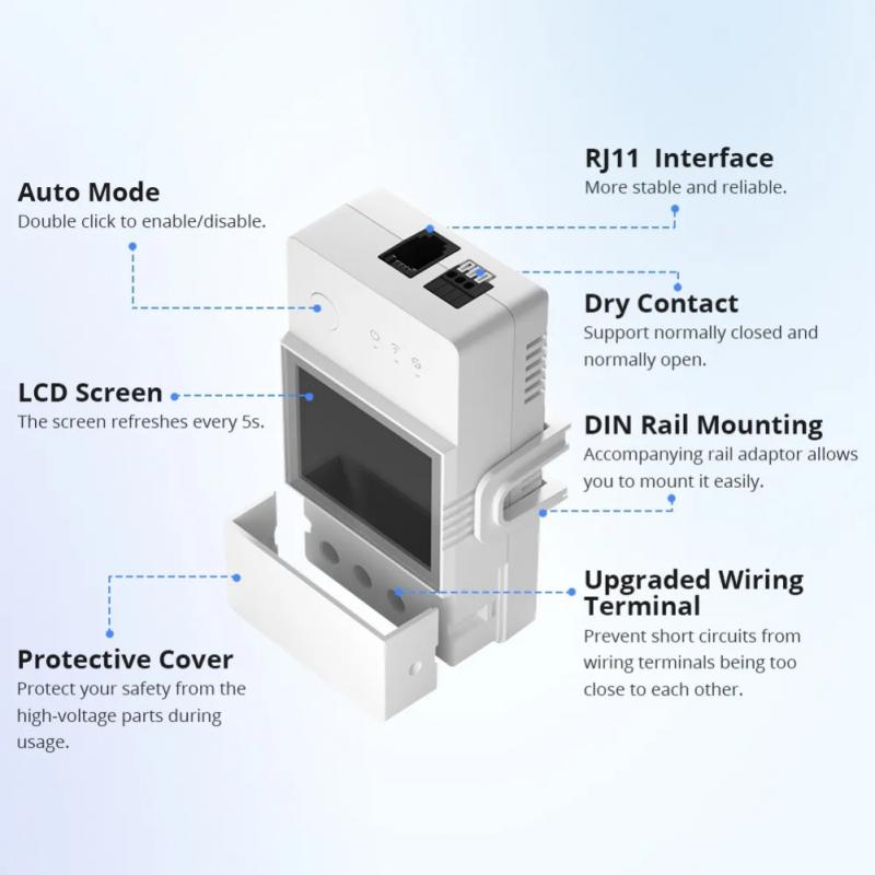 Sonoff th elite 16/20a wifi slimme temperatuur- en vochtigheidsregelaar met ewelink afstandsbediening, compatibel met alexa en google.