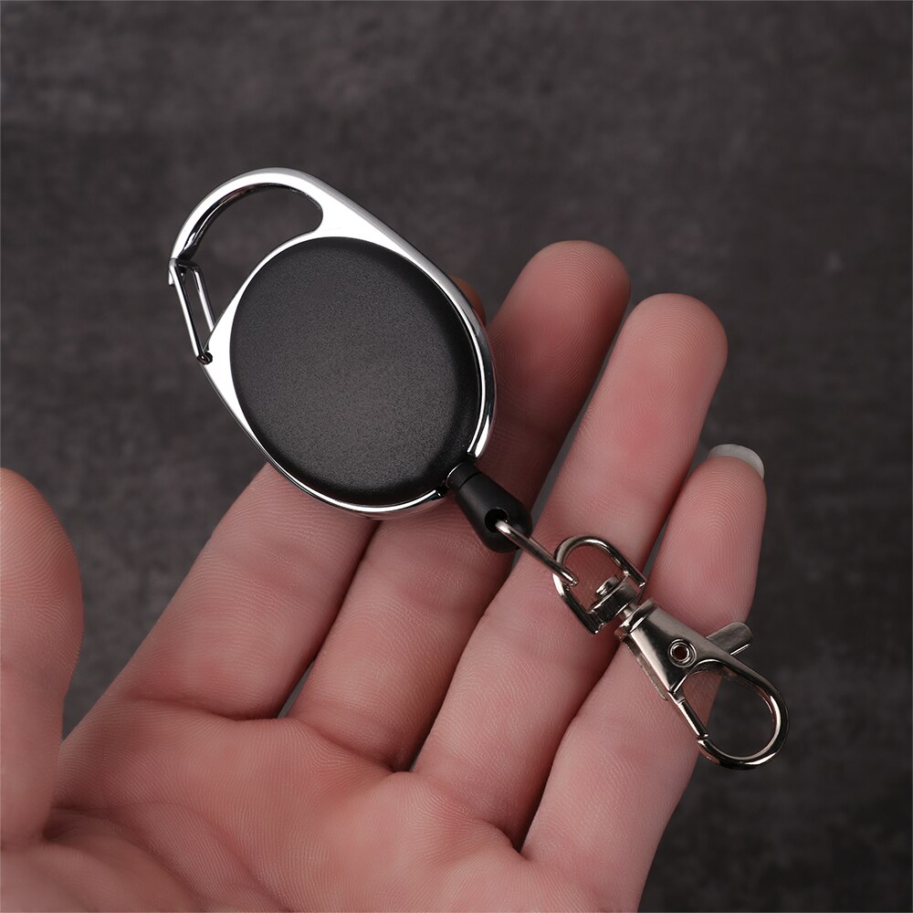 1 Pc Intrekbare Reel Clip Badge Houder Id Card Key Ring Carabine Duurzaam Portable Rvs Riemclip