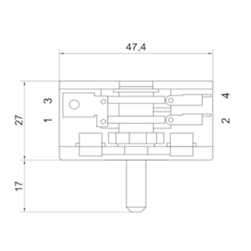 Oven Rotary Switch 2 Way Metal Shaft - 4251707D