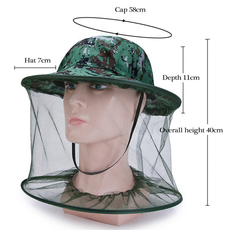 Myggehoved nethat fisk biavl gaze kasket anti myg solbeskyttelse felt jungle maske ansigtsbeskyttelse mesh cover cap hat
