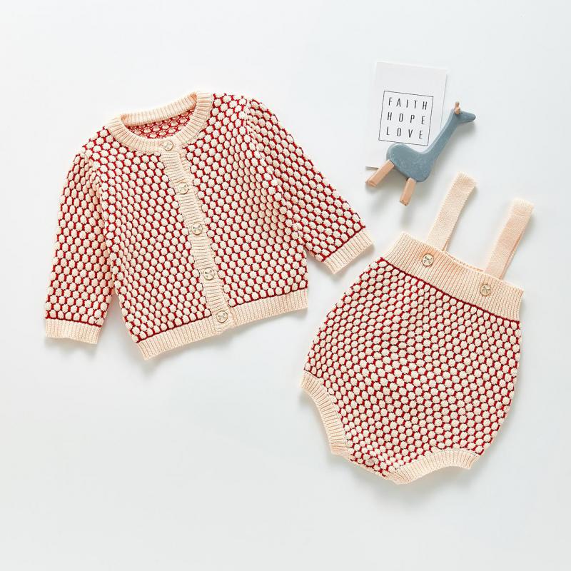 Herfst Baby Gebreide Trui Leuke Plaid Gebreid Vest Voor Baby Meisje Lange Mouwen Truien Pasgeboren Gebreide Baby Overalls