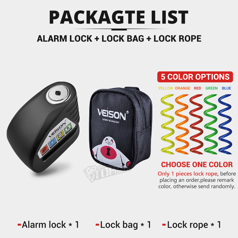 VEISON Moto Lock Bike Alarm Lock impermeabile Scooter Disc Locks avvertimento sicurezza antifurto bicicletta Para Moto Alarma Moto: YELLOW