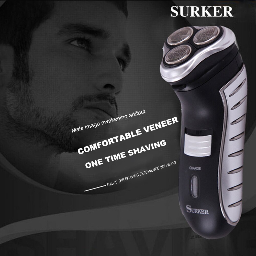 Clean Trimmer Dual Use Shaver Shaving Machine Barber Trimmer Electric Razor 3 Blades Rotating Washable Beard