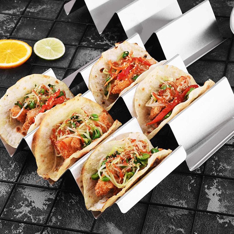 Stojak na pizzę rolada z ciasta uchwyt na półkę ze stali nierdzewnej Taco wytrzymały pojemnik na żywność z falą meksykańnarty stojak na naleśnik