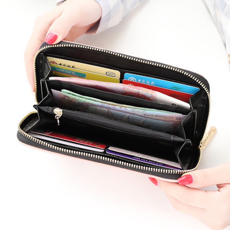 nouvelle femmes portefeuilles femme porte-cartes mignon dessin animé chats en cuir portefeuille porte-monnaie filles pochette portefeuille long à fermeture à glissière