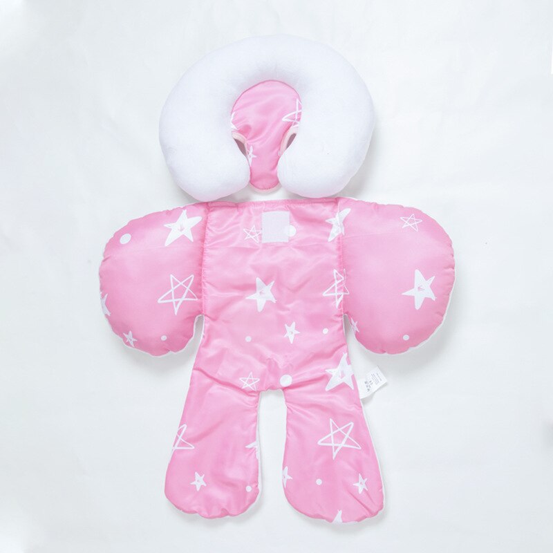Almohadilla para cochecito de bebé, cojín bordado para asiento de niño, cojín del cuerpo para la cabeza para niños, cojín de doble cara para cuatro estaciones: MSF Pink Printing Cushion