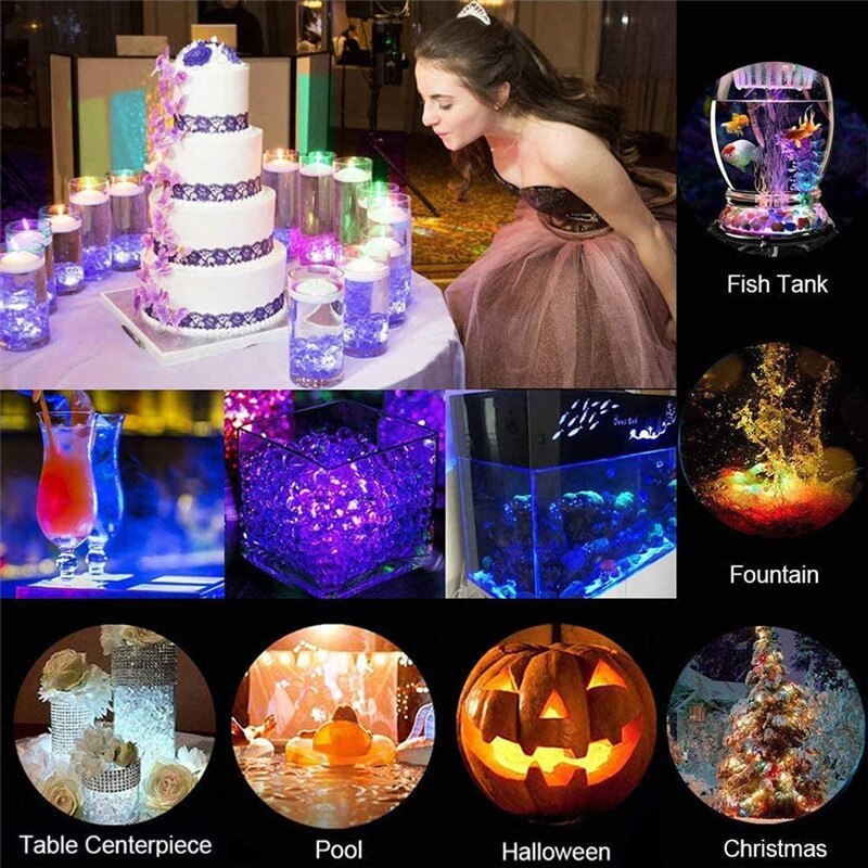 Remote LED Submersible Lights Waterproof RGB Underwater Night Light For Party Wedding Pond Pool Bathtub Aquarium Vase Decoration