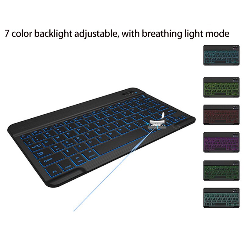 Draagbare Draadloze Bluetooth Kleuren Verlicht Toetsenbord Met Ingebouwde Oplaadbare Batterij Functie Met 7-Kleuren Achtergrondverlichting