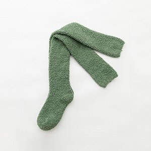 Varme koral fleece strømper kvinder vinter tykkere fløjl lange sokker strømpebukser lår sne termisk onve knæ sokker hjemme calcetines: Grøn