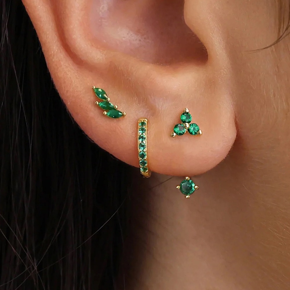 3 Pairs Exquisite Zircon Little Huggies Hoop Earrings Set for Women Stainless Steel Unique Cartilage Earring Piercing Jewelry: Light Yellow Color
