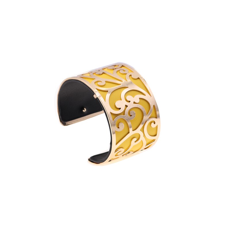 40mm utbytbara vändbara armband för kvinnor med guldfärgad blomformad lädermanschett armband charm armband femme: Wz0215