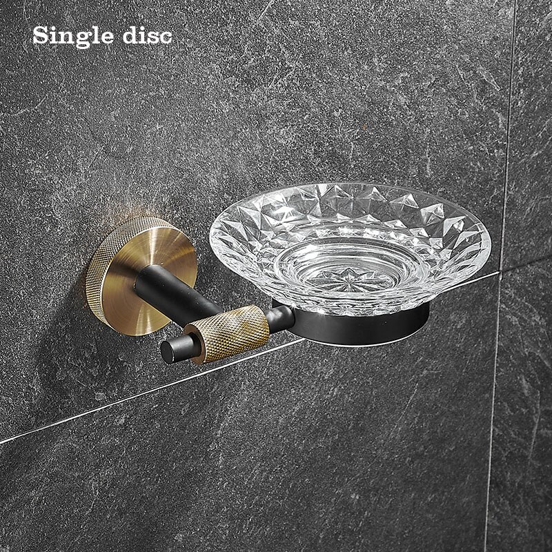 Stainless Steel Bathroom Hardware Set Bathroom Accessories Black Towel Rail Bar Rack Gold Towel Bar Shelf Towel Holder: Single disc