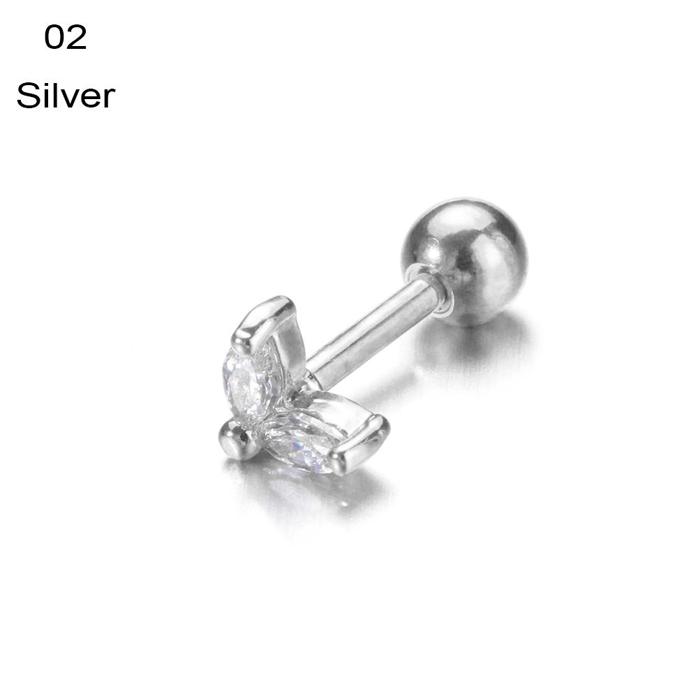 1PC Ear Stud Silver Color CZ Stud Piercing Moon Star Cartilage Earring Tragus Stud Helix Cartilage Piercing Jewelry
