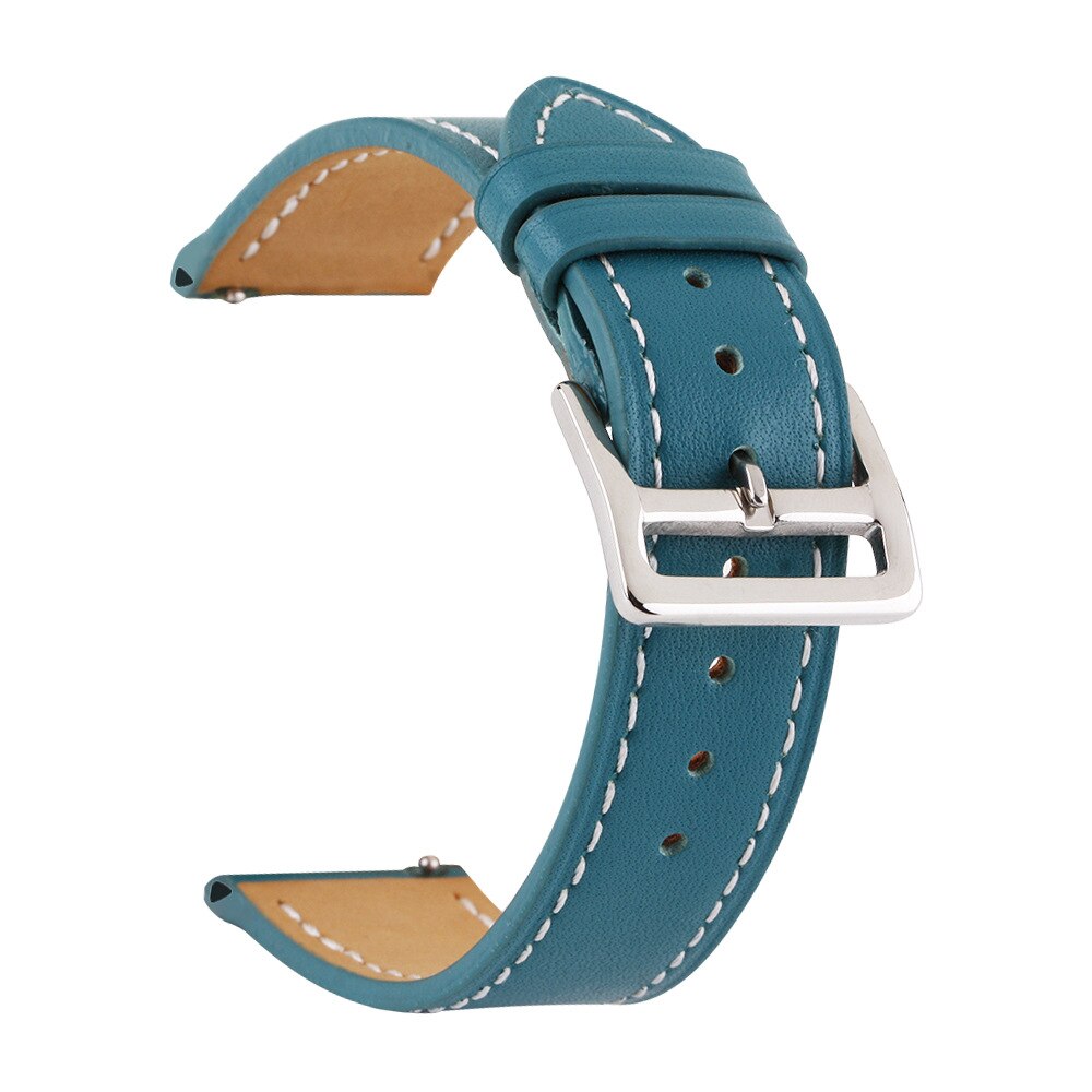 18mm 20mm 22mm 24mm Universal Single Tour Genuine Leather Watch Band Wristband For Samsung Galaxy 46/42mm Gear S3 Strap: Blue / 24mm