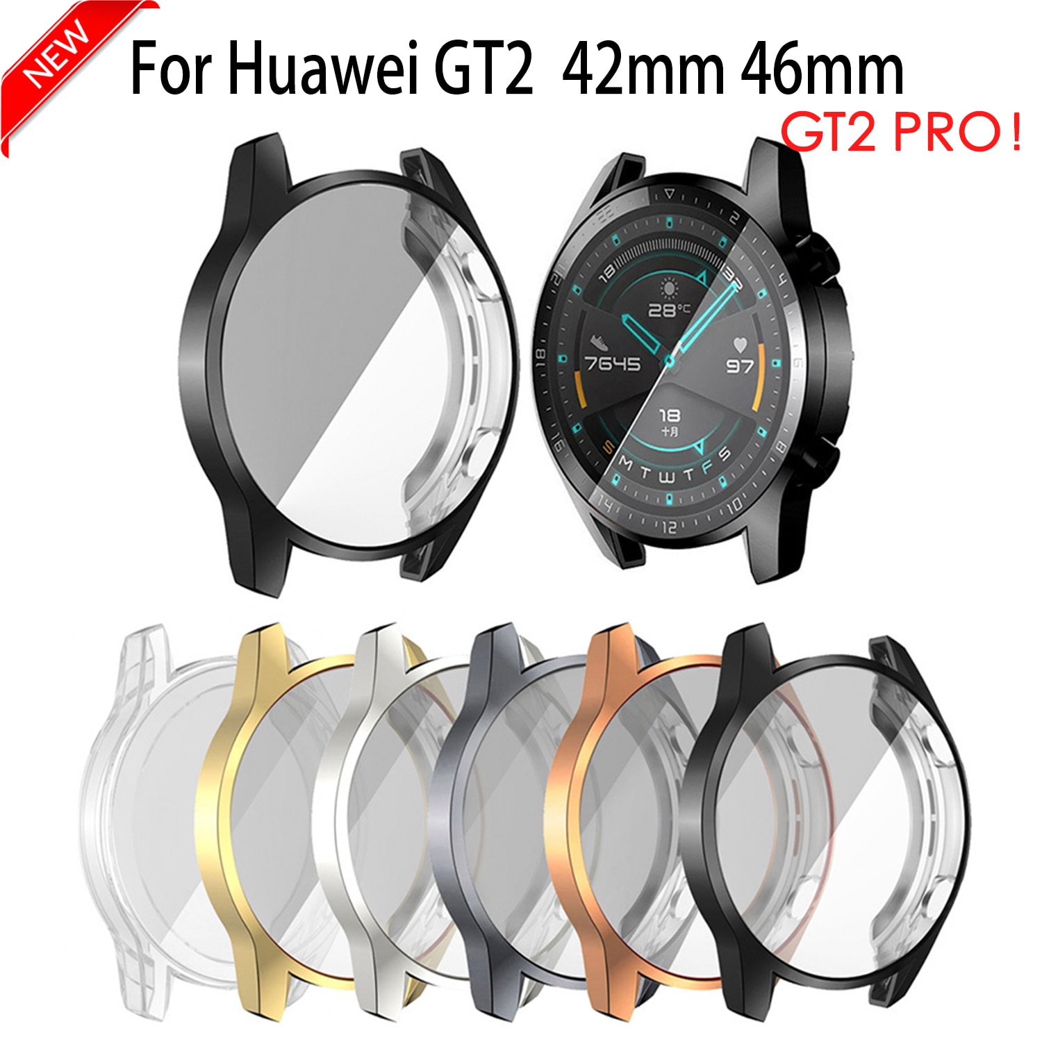 TPU Case for Huawei Watch GT2 PRO 46mm Screen Protector Cover for Huawei GT2 Sports Watch Bumper Case Bumper Shell Protector