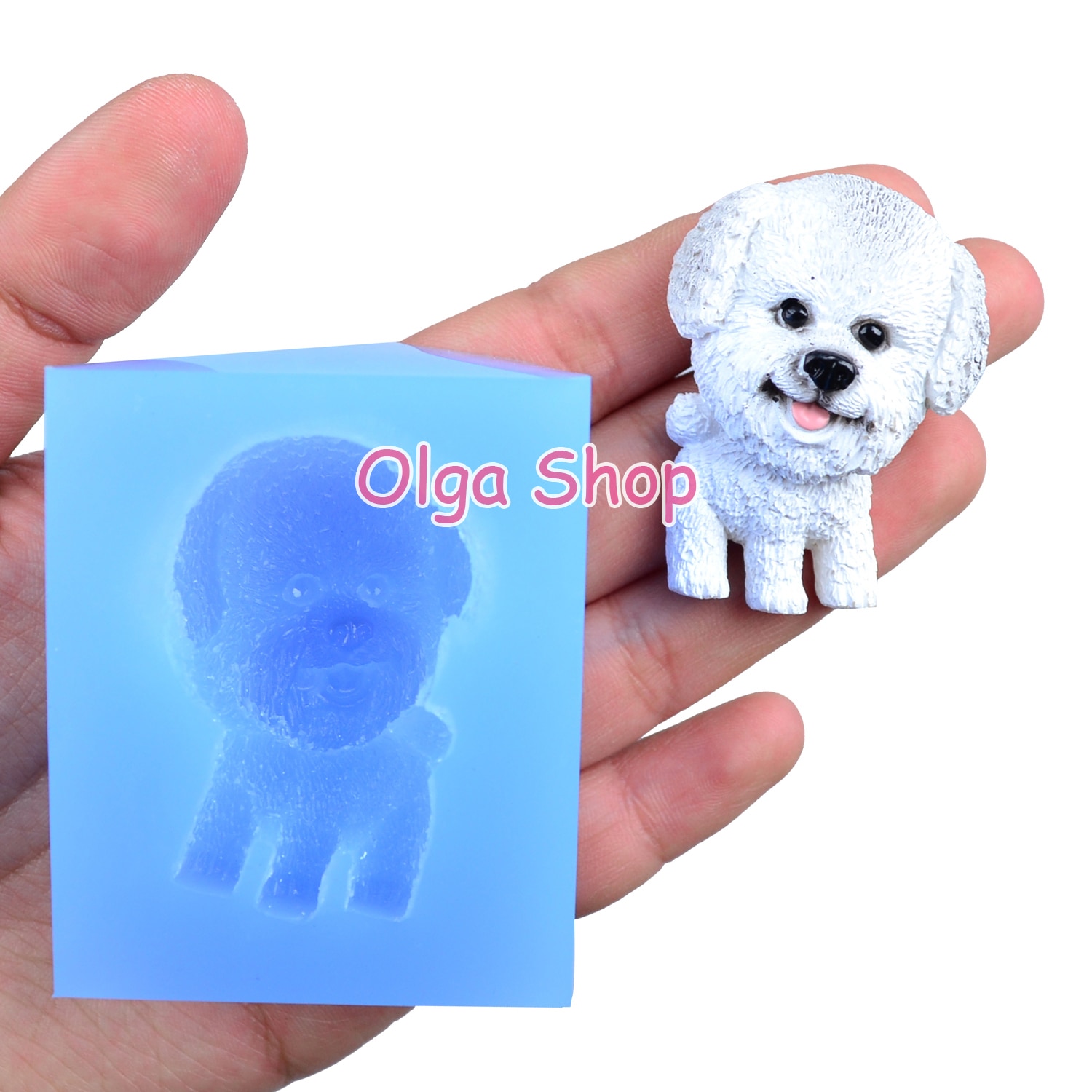 DYL793 Bichon Frise perro silicona molde Animal pastel decoración caramelo Chocolate Fondant resina polímero arcilla jabón hecho a mano