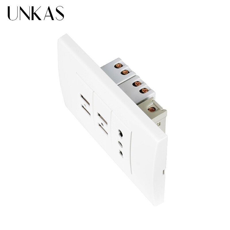 UNKAS Wall Power Socket Plug Italian / Chile Electrical Outlet With 4 USB Charger Port For Mobile 118mm*80mm