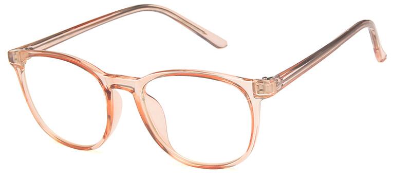 TR90 Ultra Light Round spectacle frame Women's Transparent Clear Lens Female Girl Myopia Nerd Glasses Without Diopters: clear tea