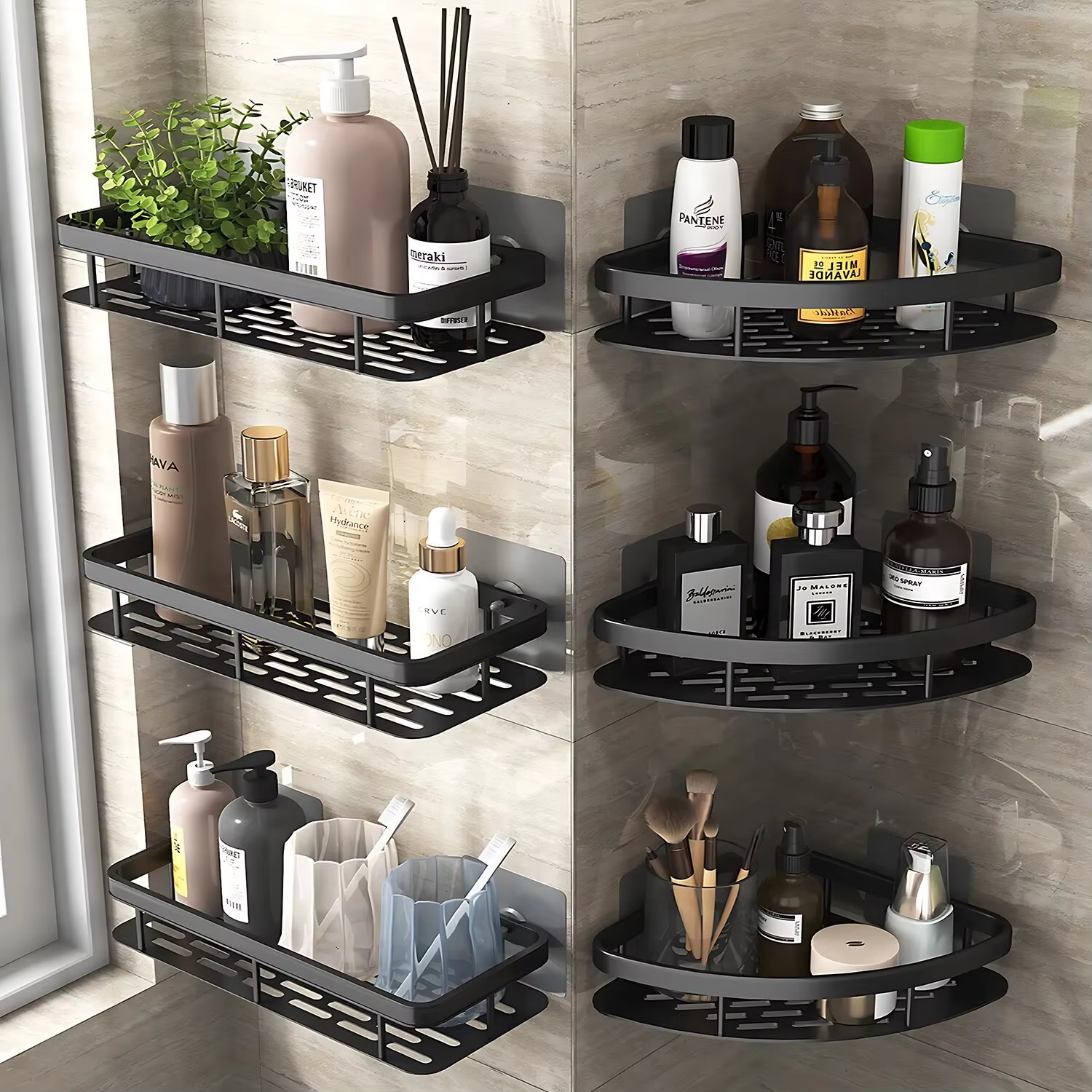 Driepotige rek aan de muur hangende hoek rechthoekige beugel aan de muur gemonteerde douche-shampoo rek badkamerrek handdoekenrek beugel