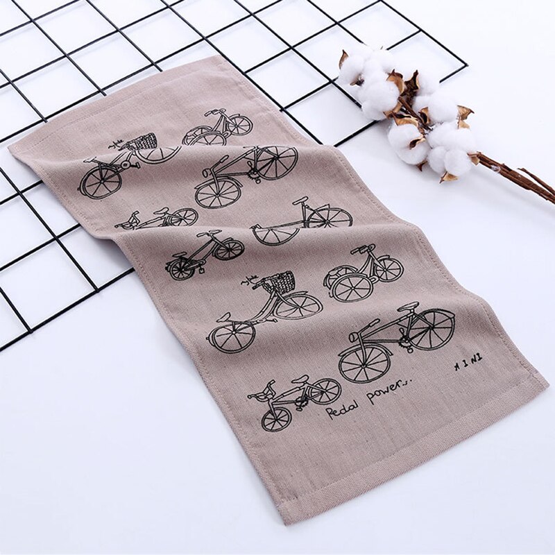 1 st babybadduk 100%  bomullshandduk cykelmönster mjuk bärbar handduk 4 färger andningsbar barnnäsduk 25*50cm: Mörkt kaffe