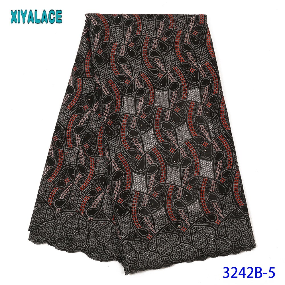 Afrikaanse Kant Stof Kant Zwitserse Voile Kant In Zwitserland Blauwe Stof Met Stenen Voor Vrouwen Jurken KS3242B