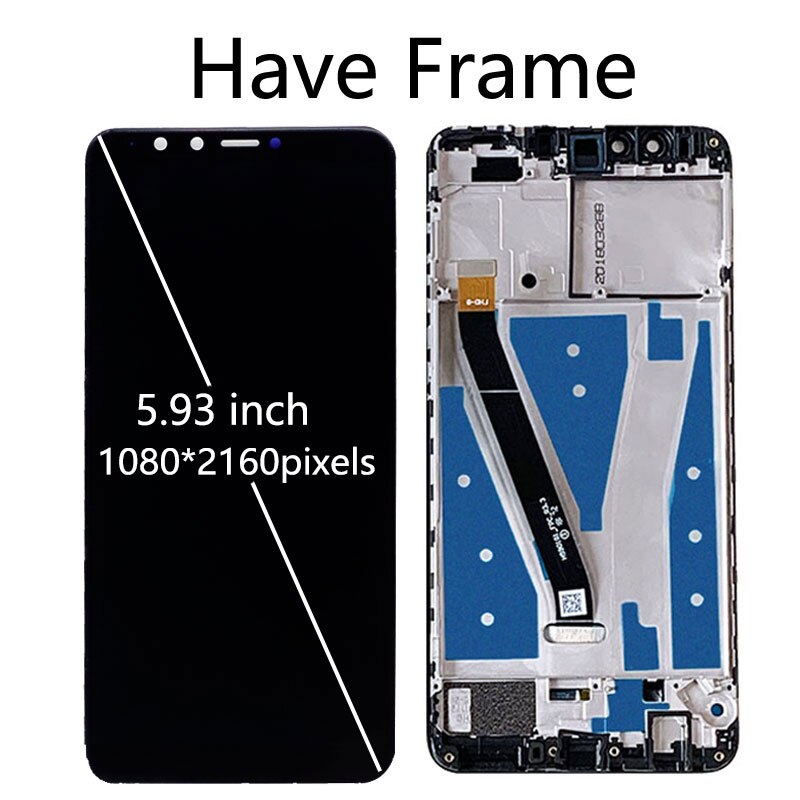 Display For Huawei Y9 LCD Display Touch Screen Digitizer Assembly With Frame For Huawei Y9 FLA-LX1 LX3 / Enjoy 8 plus: black with  frame