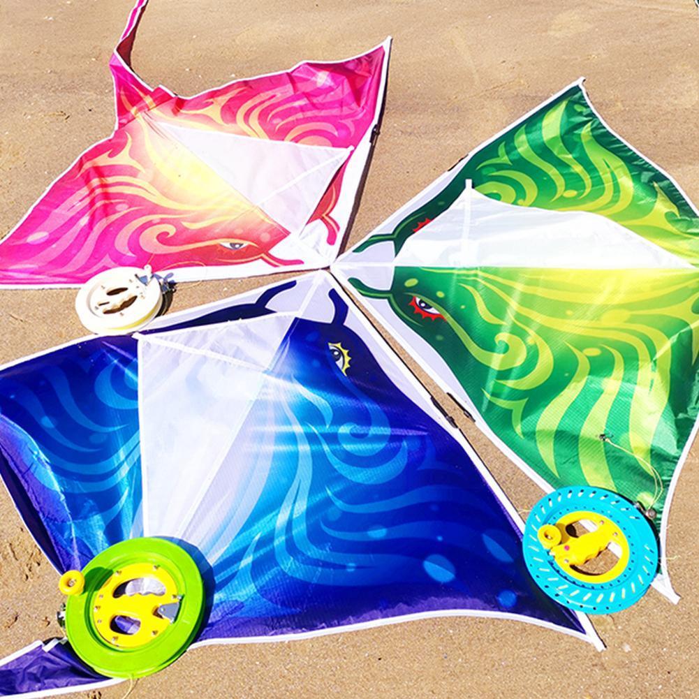 135cm Hard-winged Kite Devil Fish Kite Adult Children Breeze Easy To Fly Large Long Tail Cartoon Kite Line For Children Out M8f0