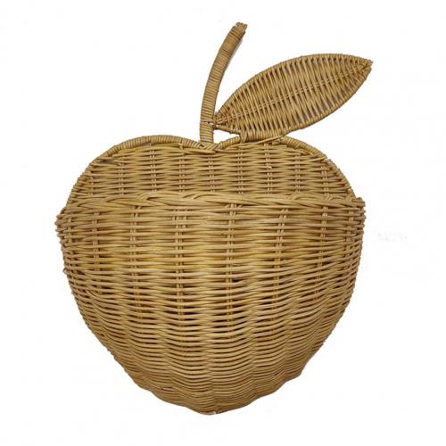 Panier de rangement en rotin en osier tissé à la main, en forme de pomme, pour vêtements d&#39;enfants, support suspendu pour jouets, support organisateur, décoration murale, photographie: Default Title