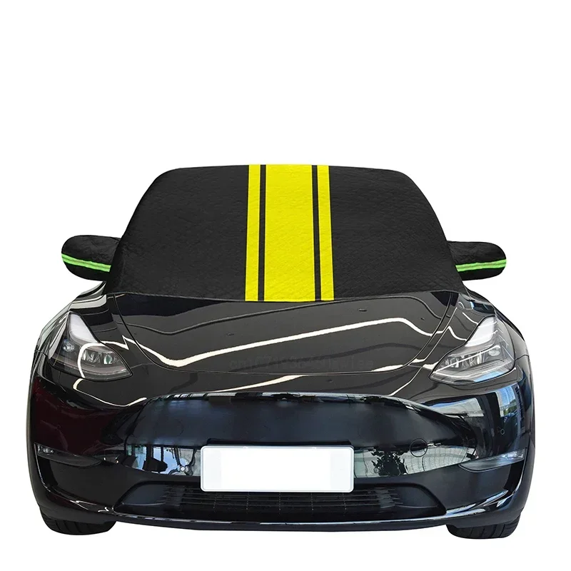 Waterproof Cover Exterior Car Covers Outdoor Half Awning Anti-Snow Windshield Proof Protective Cotton Sunshade Anti Ice Frost: Red