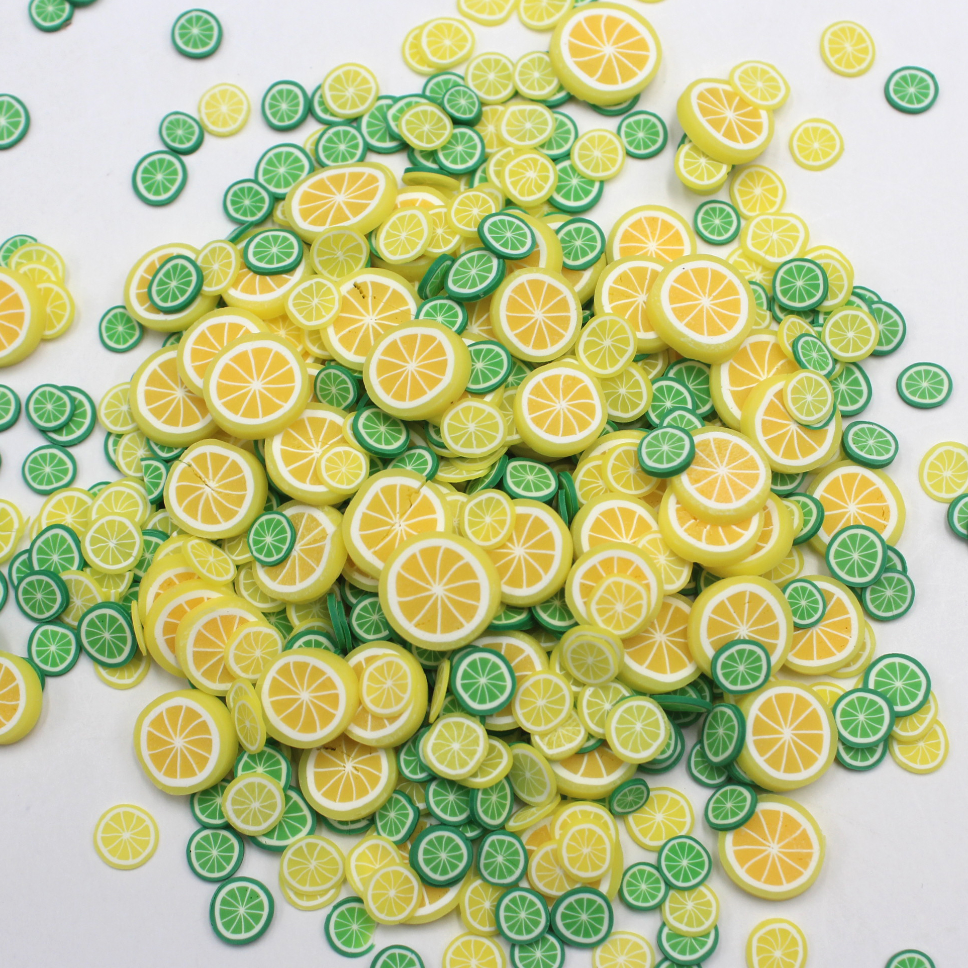 100g/ lot multifrukter lera skivor mjuk keramik äpple citron strössel för pyssel hantverk fyllning tillbehör: Citronserie