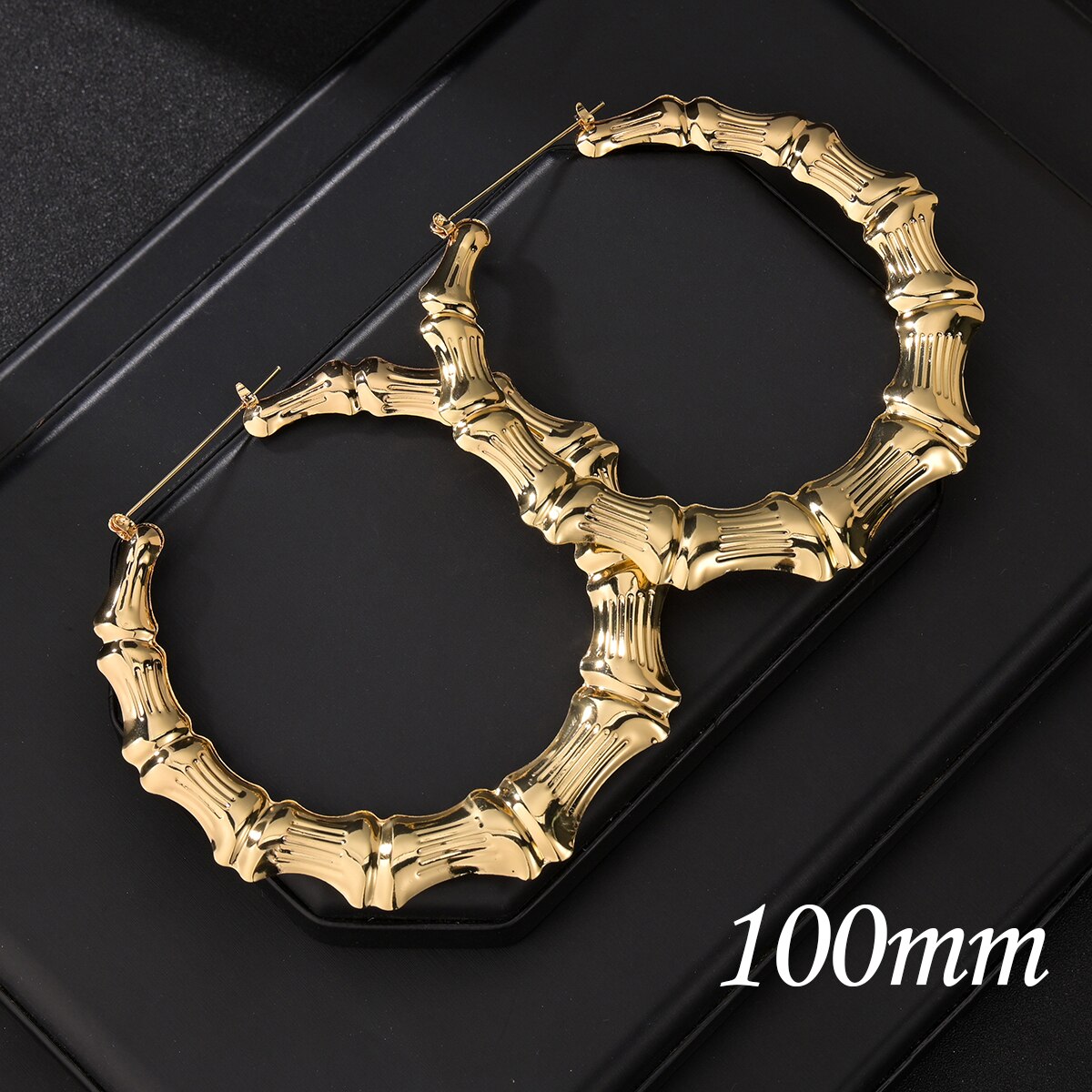 Uzone Punk Grote Holle Ronde Hoop Earring Gold Kleur Lichtmetalen Metalen Liefde Bamboe Oorbellen Hiphop Sieraden Voor Vrouwen Verjaardag: 100mm