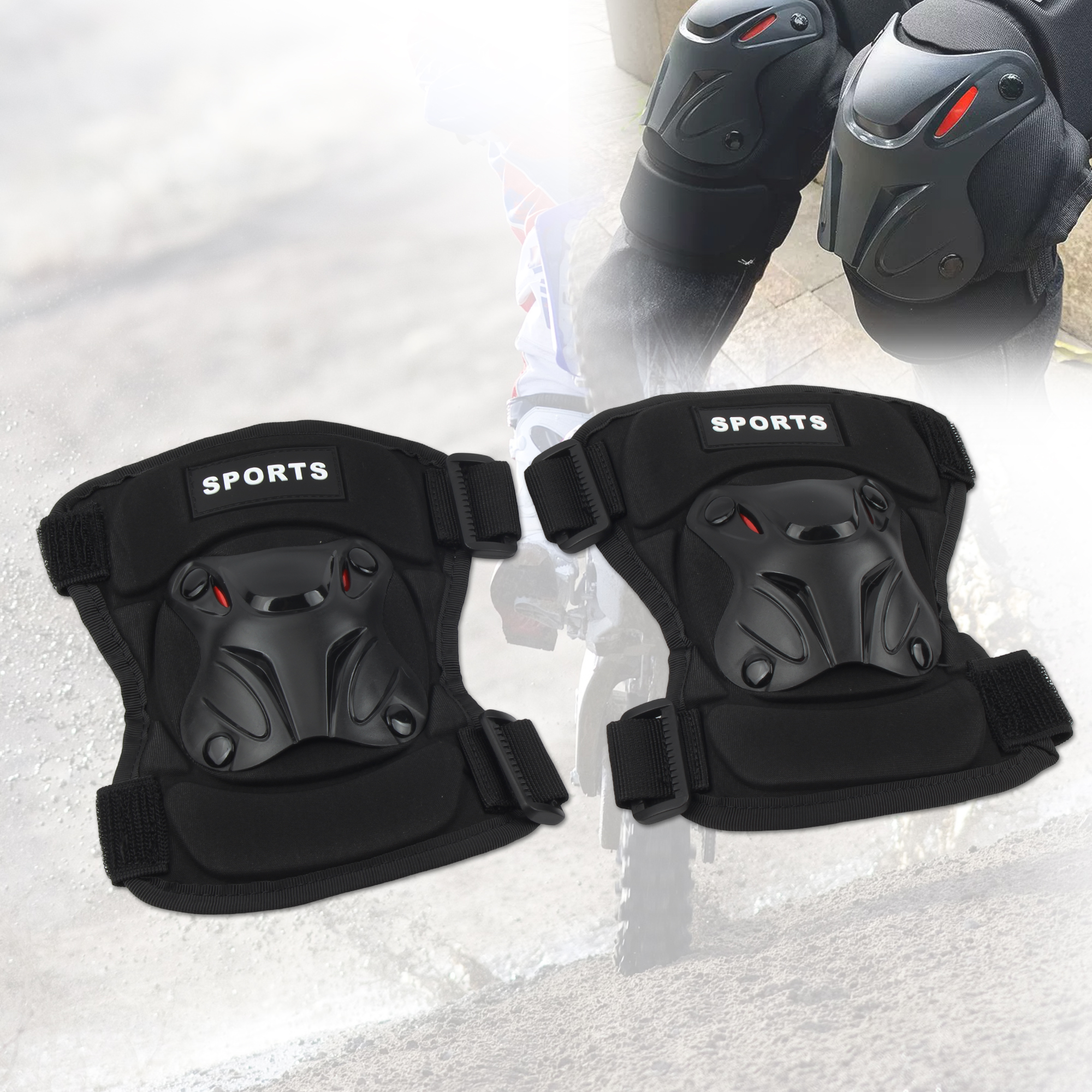 1 Paar Motorfiets-Kniebeschermers En Elleboogbeschermers Motorfiets Outdoor Sport Verstelbare Schokabsorptiebescherming Die De Veiligheid Beschermt: Beige