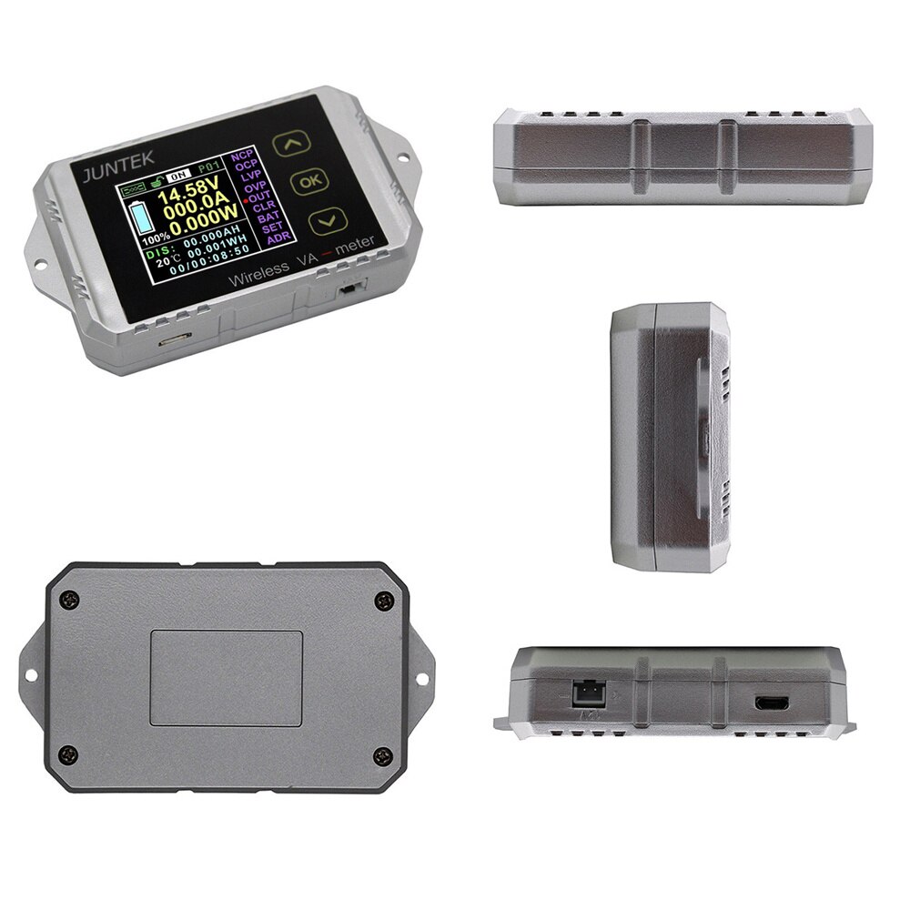JUNTEK VAT1100 100V 100A Wireless ammeter voltmeter battery capacity monitoring coulomb counter 12V 24V 48V color screen meter