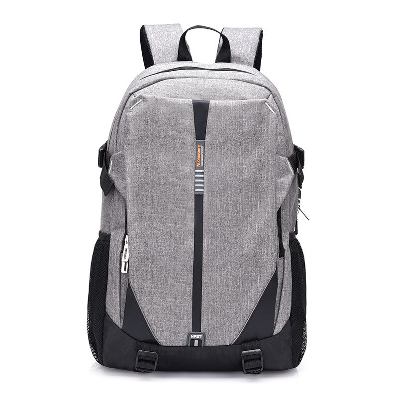 lässig USB Ladung Männer Rucksack Große Kapazität Nylon Geschäft Laptop Rucksack Männer Computer Reise Männer Rucksack Schule Tasche: grau
