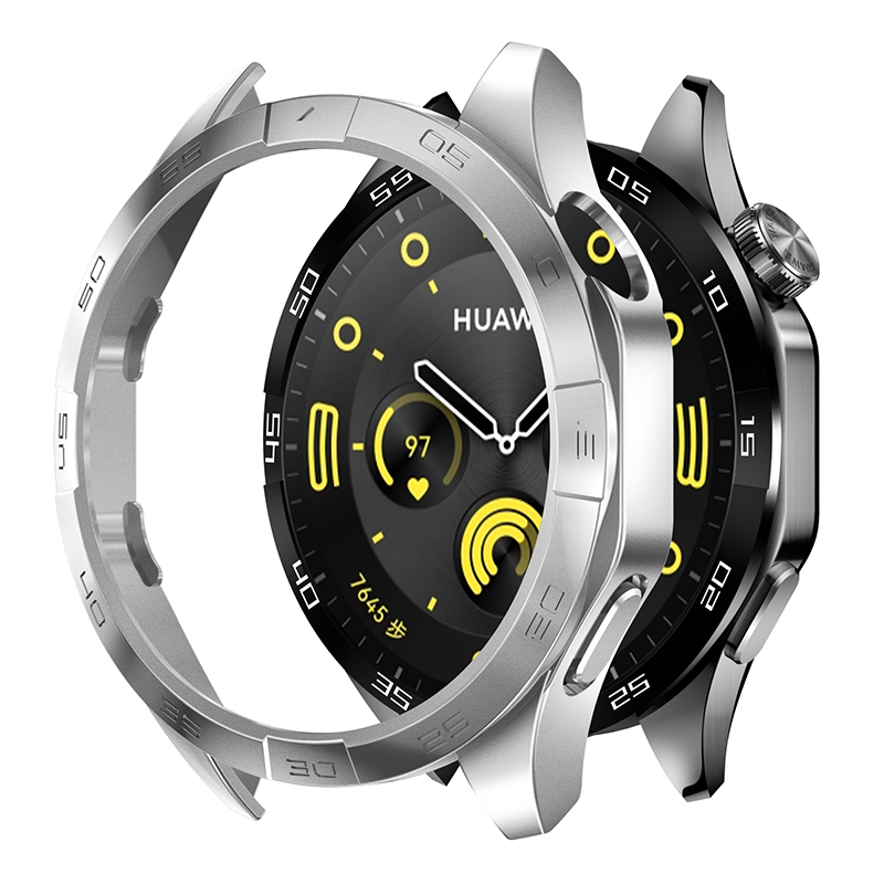 hoesje voor Huawei Watch GT 4 46 mm beschermhoes PC harde bumper voor heren dames GT4 accessoires (geen schermbeschermerglas): Black Yellow