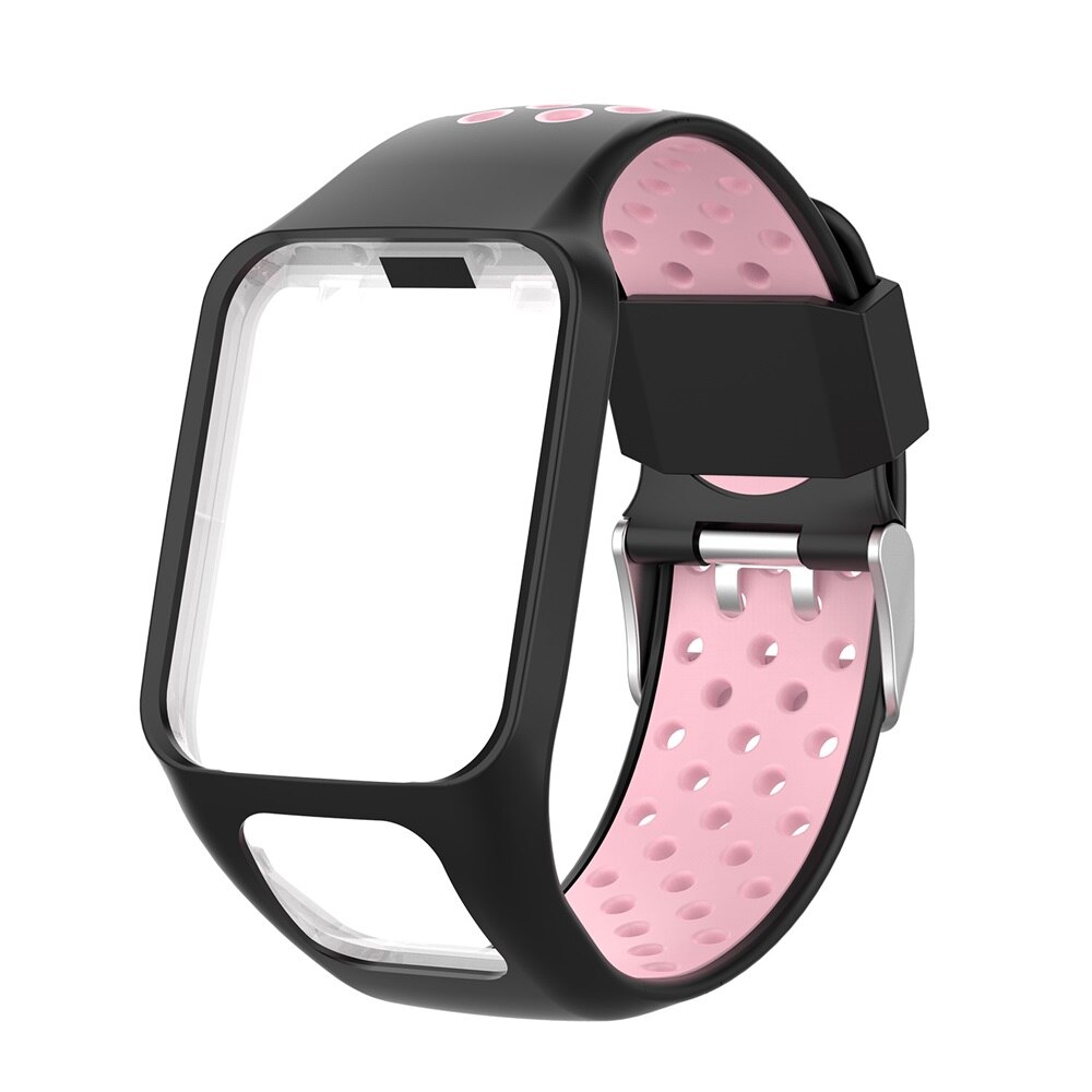 Erstatningsarmbånd til tomtom urrem silikonebånd til tomtom runner 3/ eventyrer/golfspiller 2/ løber 2 cardio/spark 3 musik: Sort lyserød