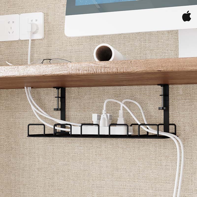 Bandeja de gestión de cables debajo del escritorio, organizador para cables, cables, regleta, estante de almacenamiento debajo de la mesa para oficina, 1 ud.