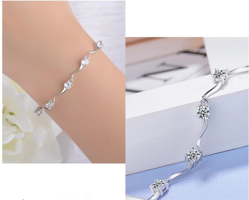 LUKENI Women 925 Sterling Silver Bracelets Jewelry Charm Female Crystal Stones Lady Lovers Christmas Bijou