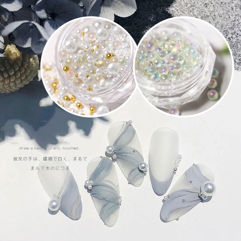 1 Doos Tiny Ab Crystal Rhinestones Voor Nagels Shiny Caviar Kralen Micro Glas Ballen Mix Size Charm Parels Holo Nail art Decoraties