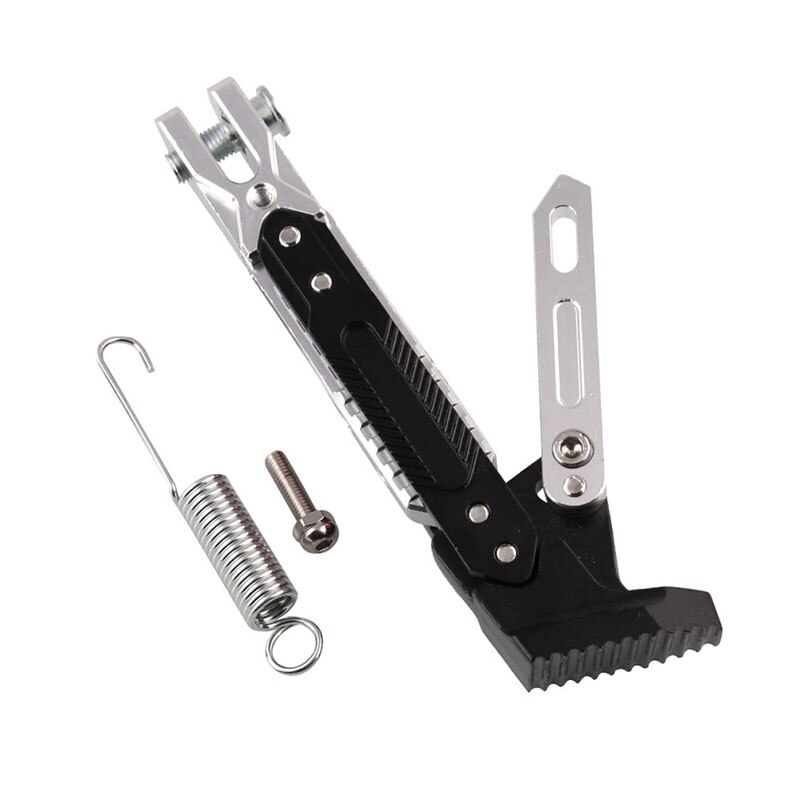 Black Universal Motorcycle Plastic Side Stand Moto Bike Kickstand Non-slip Plate Side Extension Support Foot Pad Base: Silver