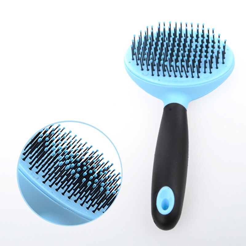 Hoopet Hond Kat Kam Shedding Tool Borstel Kam Rake Pet Fur Grooming Quick Clean Kort Haar: Blue 2