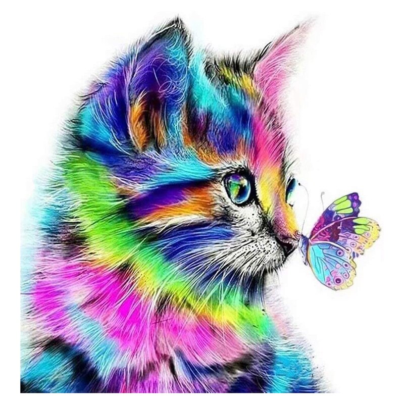 Paint By Numbers DIY Acrylic Painting Kit for Kids & Adults 40X45cm Kitten and Butterfly with 3 Brushes: Default Title