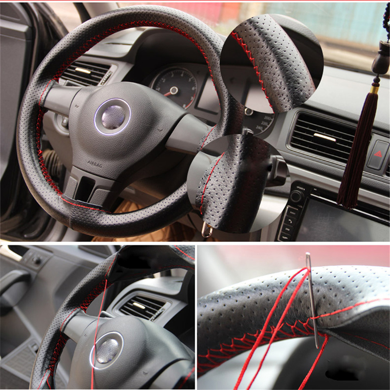 Braid On leather Steering Wheel Cover for Nissan GT-R GTR Patrol Quest qashqai juke qashqai j11