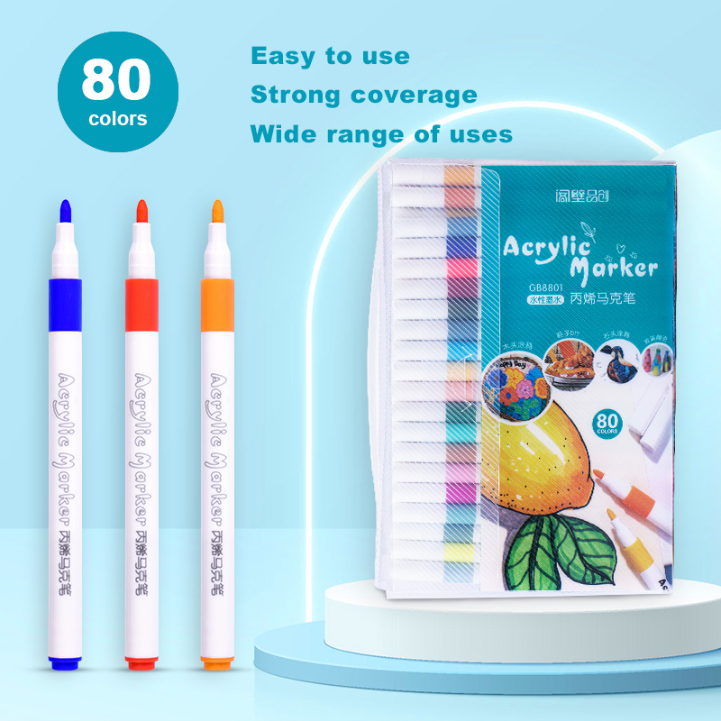 12-60 Colors Acrylic Markers Pen Set Paint Art Marker Soft Tip Pen for Children Stone Paint Ceramic Glass Wood Fabric Painting: Red