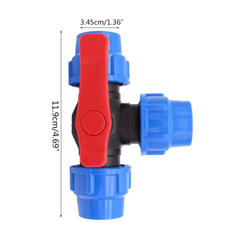 PE three-way quick connect valve plastic valve T-type valve inner diameter 20/25/32mm quick connect plastic three-way valve: Blue C