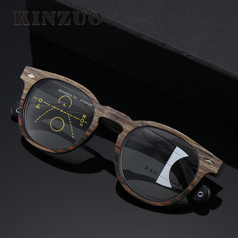 Mens high end Progressive multifocal reading glasses Women prescription glasses Wooden glasses frame for Unisex large T1810