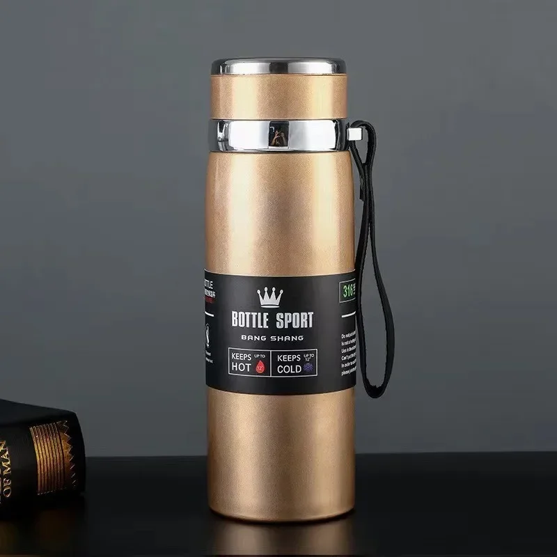 1l termosflaskor för att hålla kallt och vattenflaska termos för vatten, te och kaffe, termosflaska i rostfritt stål: Grön