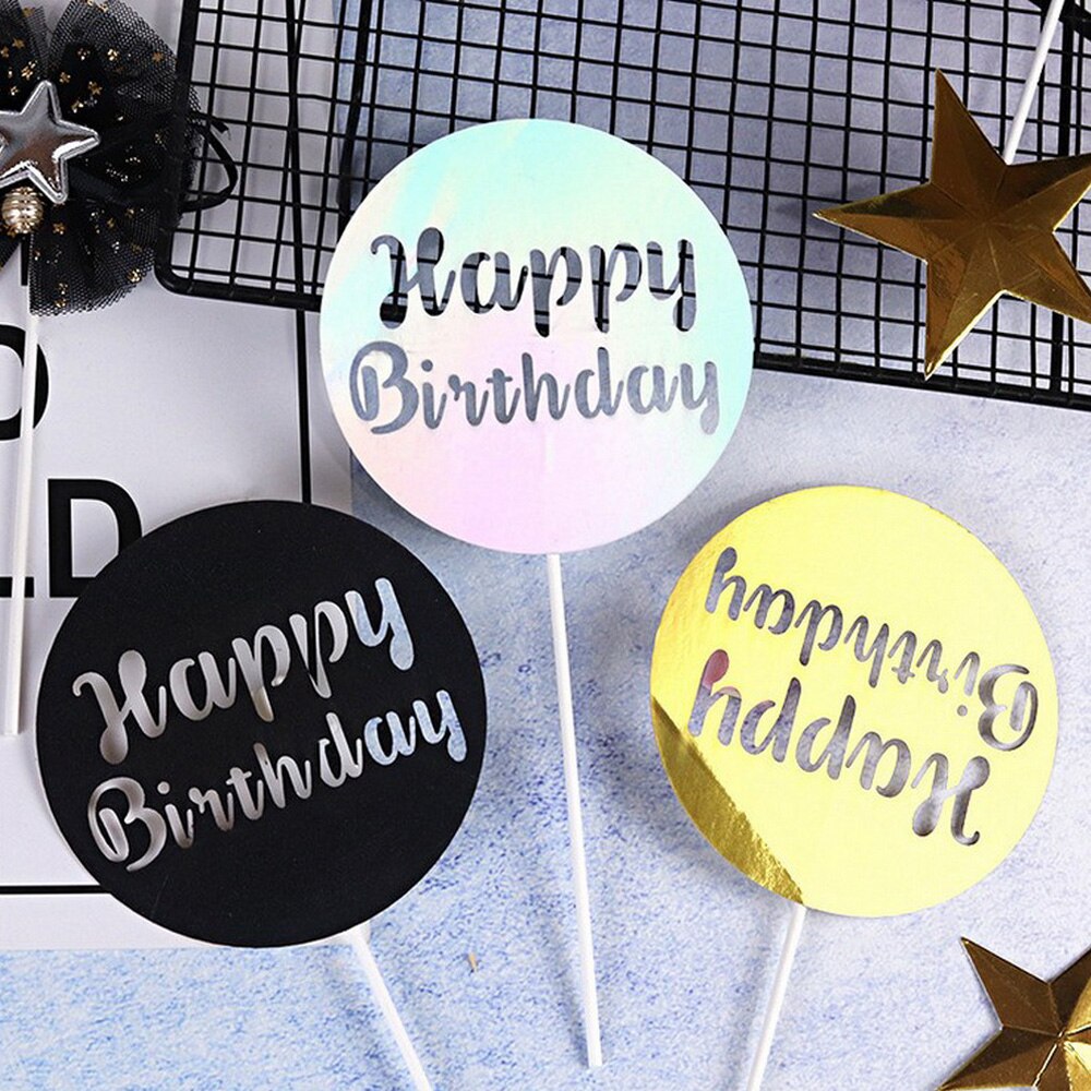 Round Hollow Happy Birthday Cake Topper Cake Decoration