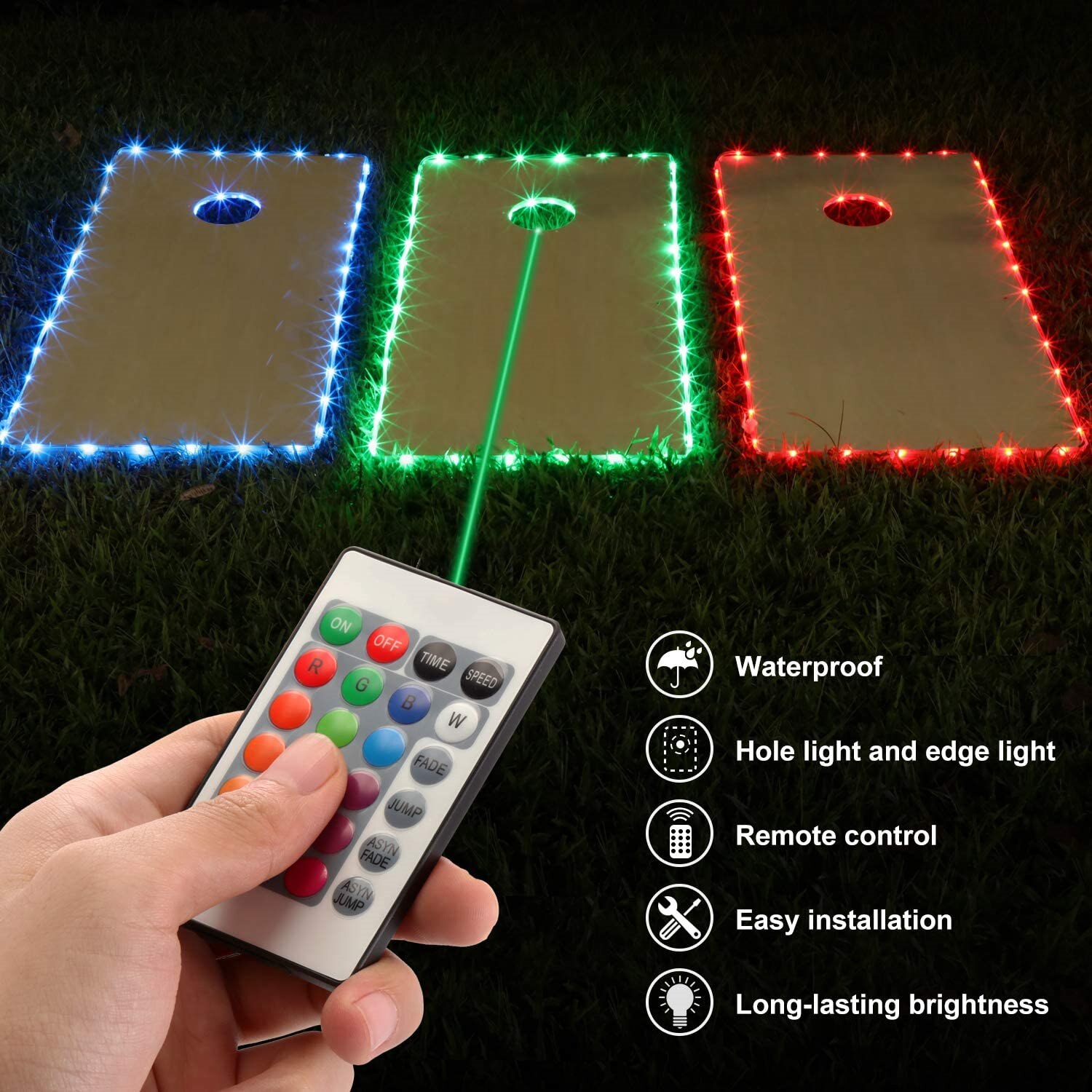 Fofun 1/2/4 Pack Cornhole Lichten 16 Kleuren Veranderen Cornhole Raad Rand En Ring Led Verlichting Met Afstandsbediening cornhole Games